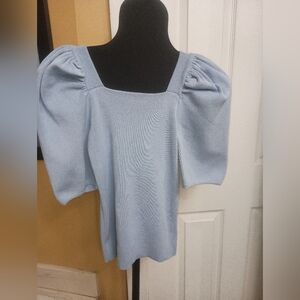 Light Blue Puff Sleeve Top Regency Cottage Core Cinderella Alice In Wonderland